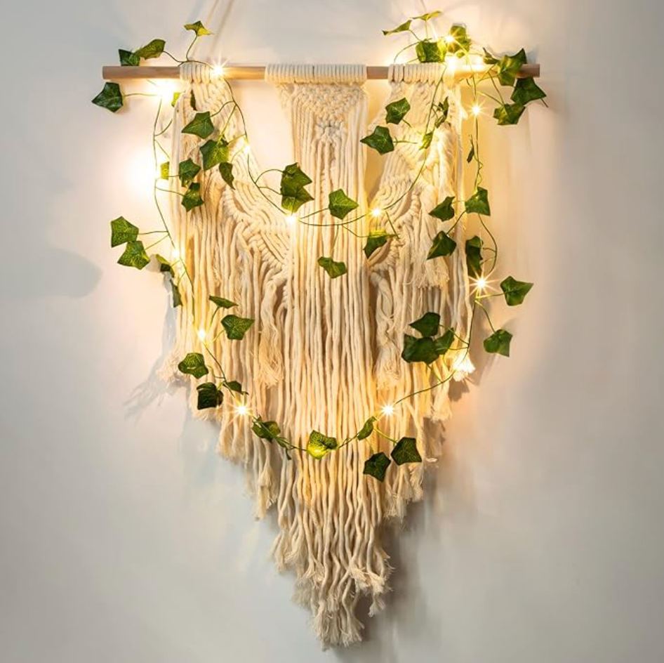 Guirlande lumineuse avec feuilles, chaîne lumineuse de lierre 2m