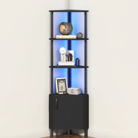 Étagère d'angle avec éclairage LED