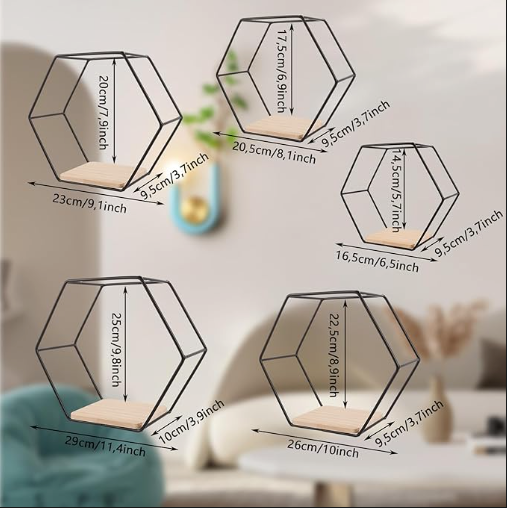Étagères hexagonales - lot de 5