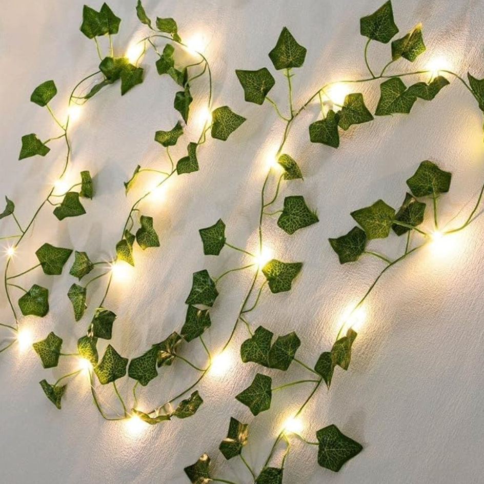 Guirlande lumineuse avec feuilles, chaîne lumineuse de lierre 2m