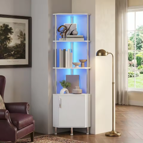 Étagère d'angle avec éclairage LED