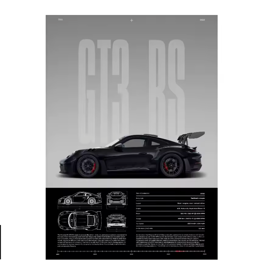 Affiche mural Porsche GT3RS 20x30cm